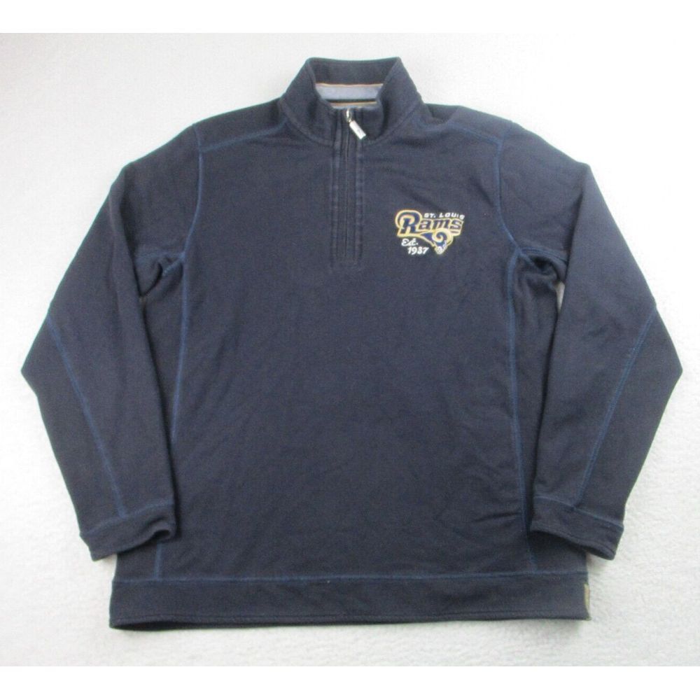 Tommy Bahama St. Louis Rams Sweater Mens Large NFL Football 1/4 Zip Embroidered